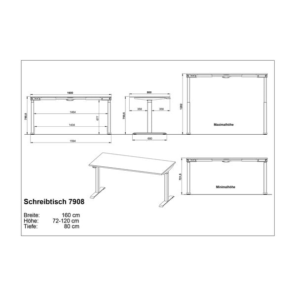 Работна маса с електрическо регулиране на височината 80x160 cm Agenda – Germania-image-4