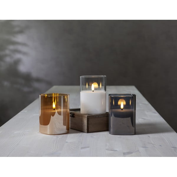 Сива LED восъчна свещ в стъкло, височина 12,5 см Flamme - Star Trading-image-3