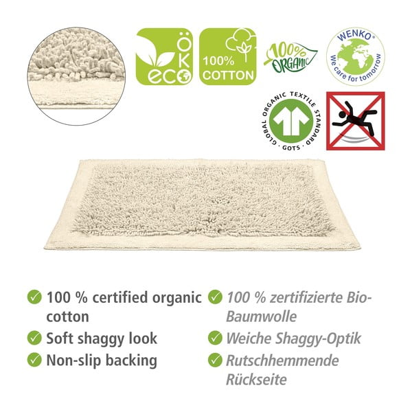 Кремава текстилна постелка за баня 60x90 cm Sidyma - Wenko-image-3