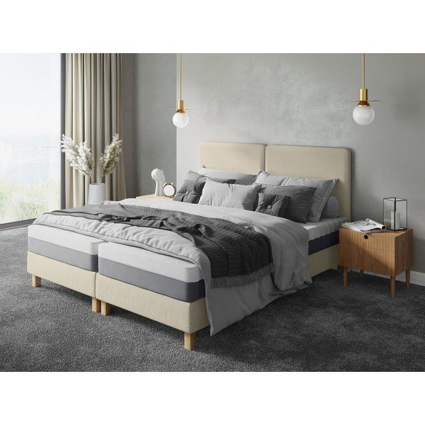Бежово двойно легло Lotus, 180 x 200 cm - Mazzini Beds-image-1