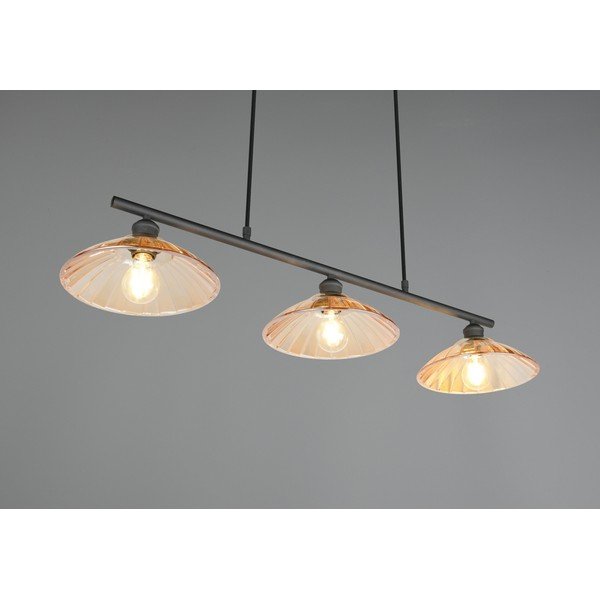 Черно/в кехлибарен цвят метално висящо осветително тяло със стъклен абажур Eluna – Reality-image-2