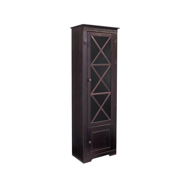 Тъмнокафява витрина от масивен бор 180x35 cm Lisa – Støraa-image-1