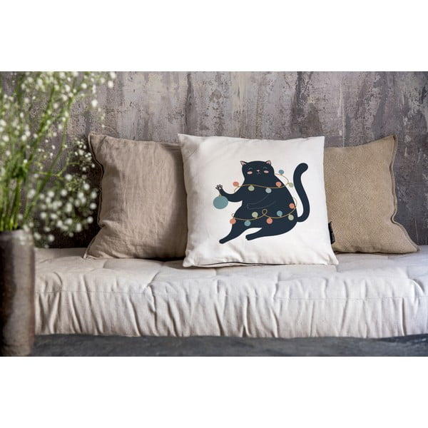 Калъфка за възглавница с коледен мотив 45x45 cm Festive Cat – Butter Kings-image-1