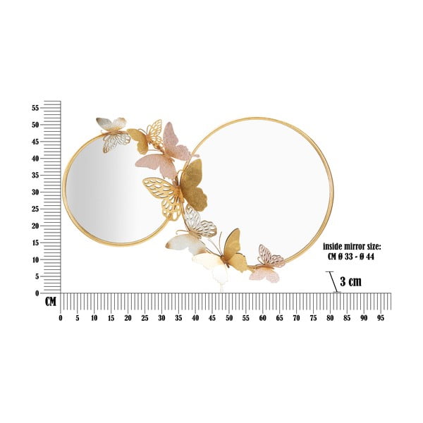 Стенно огледало с декор Farfalle в розово злато, 81 x 52,5 cm - Mauro Ferretti-image-2