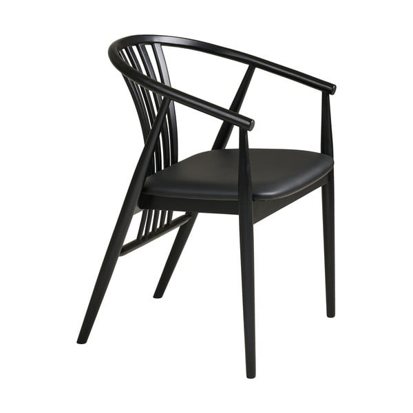 Черен трапезен стол с подлакътници от масивен бук Agustin – House Nordic-image-3