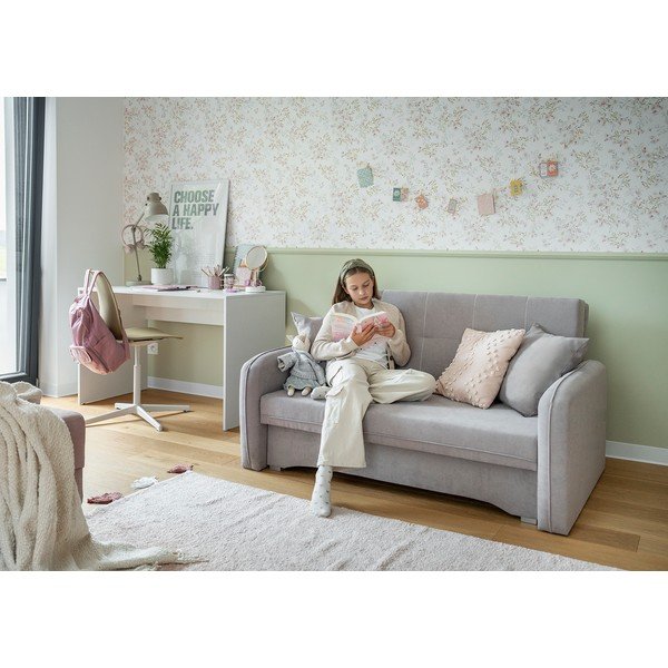 Светлосив шенилов разтегателен диван с място за съхранение 155 cm Laine – ELTAP-image-4