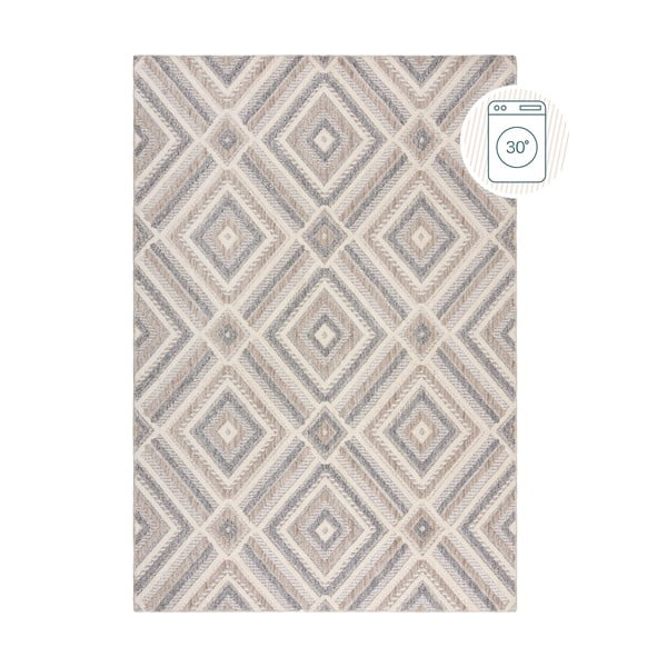 Сиво-бежов килим подходящ за пране 78x150 cm Beckett – Flair Rugs