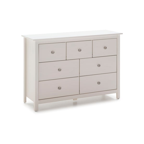 Бял нисък скрин от масивен бор 110x80 cm Berna – Marckeric-image-2