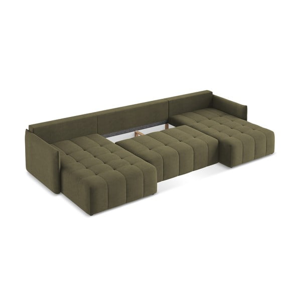 Разтегателен ъглов диван с място за съхранение в цвят каки (U форма) Moku – Makamii-image-4
