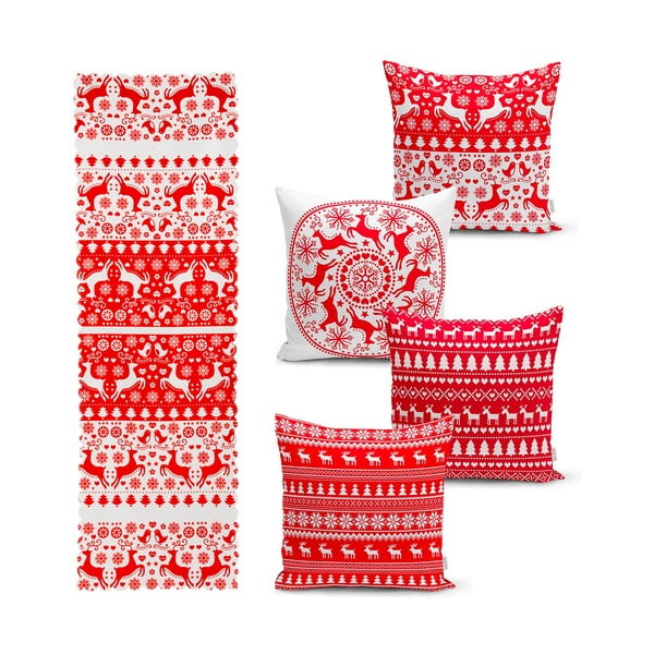 Комплект от 4 коледни калъфки за възглавници и покривка за маса Коледа - Minimalist Cushion Covers