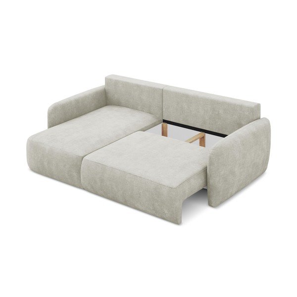 Кремав шенилов разтегателен ъглов диван с място за съхранение (ляв ъгъл) Lilo – Makamii-image-3