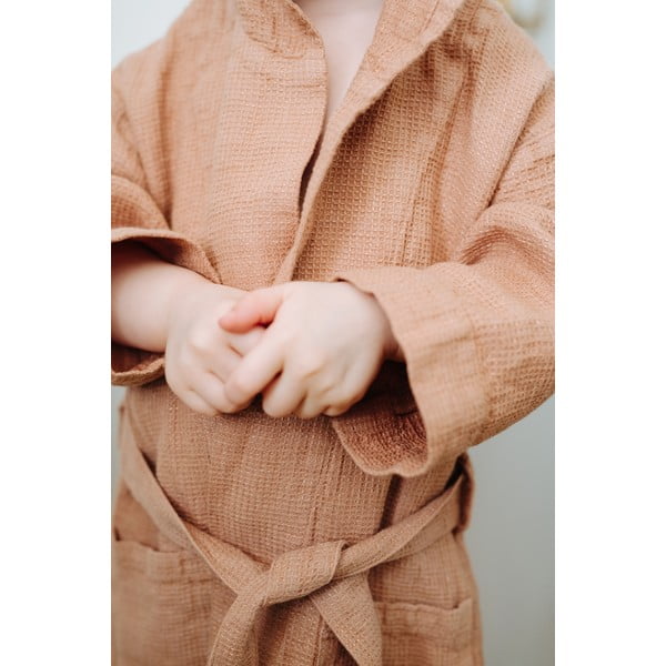 Детски оранжев ленен халат Nature, размер 122 - 128 - Linen Tales-image-4