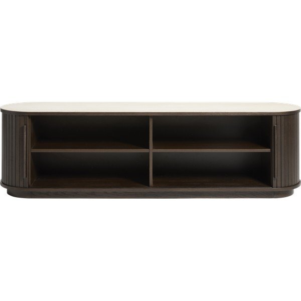 Маса за телевизор с керамичен плот в тъмно естествен цвят 180x50x40 cm Enna – Unique Furniture-image-1