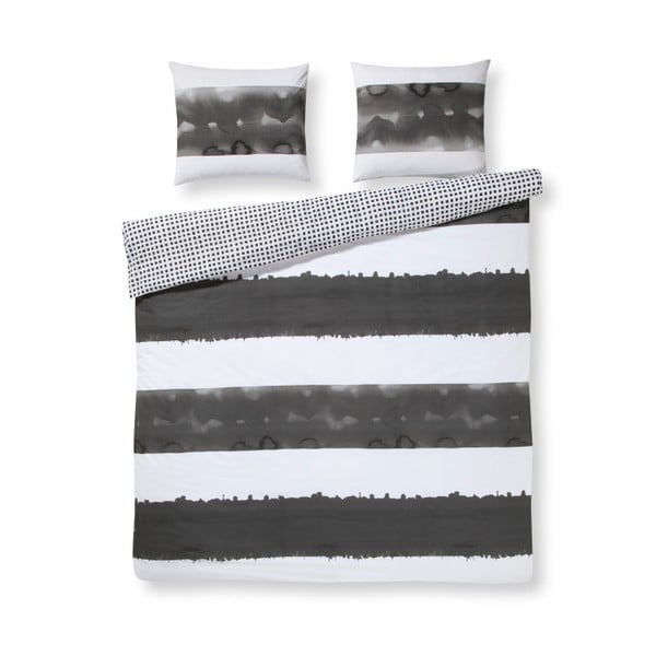Сиво и бяло памучно спално бельо за двойно легло Didi Grey, 240 x 200 cm - Ekkelboom