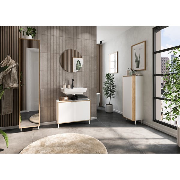 Бял висок шкаф за баня 39x195 cm Topeka – Germania-image-1