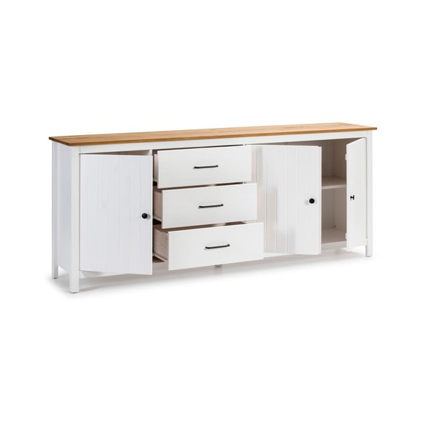 Бял нисък скрин от масивен бор 190x80 cm Miranda – Marckeric-image-4