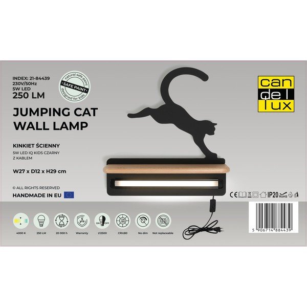 Черно детско осветително тяло Cat - Candellux Lighting-image-2