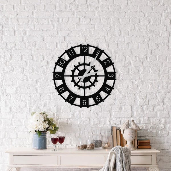 Черен стенен часовник Patara Clock, ⌀ 50 cm - Ocean