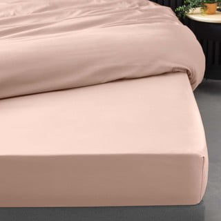 Розов еластичен чаршаф от памук перкал 160x200 cm Percaline – douceur d'intérieur
