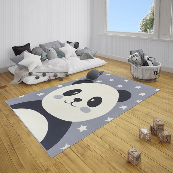 Сив детски килим 150x80 cm Panda Pebbles - Hanse Home-image-1