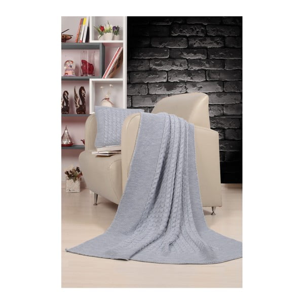 Светлосиво трико Комплект одеяло и възглавница Sultan - Kate Louise