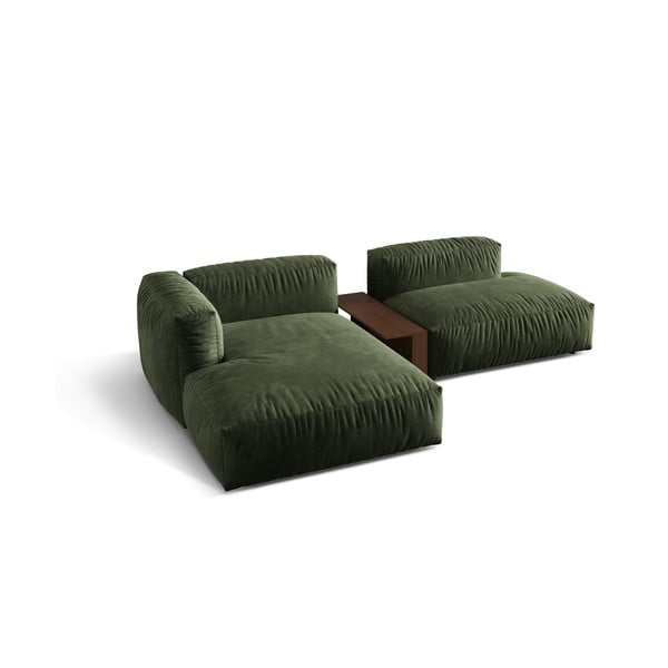 Зелен кадифен модулен ъглов диван (ляв ъгъл) Martina – Micadoni -image-2