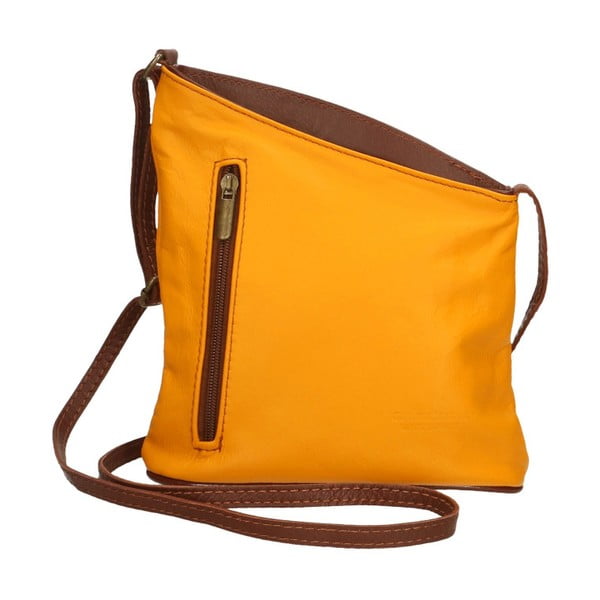 Жълто-кафява кожена чанта Garturo - Chicca Borse