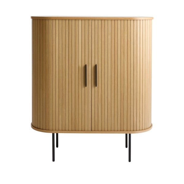 Шкаф за вино от дъбов декор  с плъзгащи се врати в естествен цвят 100x118x40 cm Nola – Unique Furniture