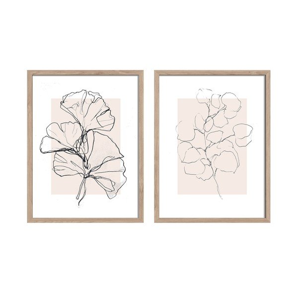 Печатни картини в комплект 2 бр. с включена рамка 30x40 cm Floral Set – Styler