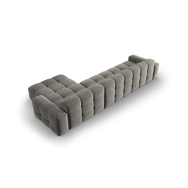 Ъглов диван от сиво кадифе (десен ъгъл) Kendal - Micadoni Home-image-4