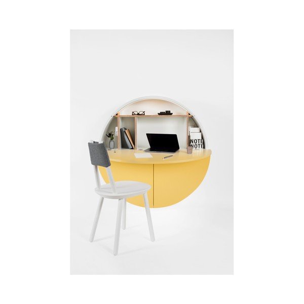 Жълто-бяла мултифункционална маса за стена Pill - EMKO-image-4