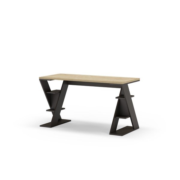 Работна маса с дъбов плот 60x137 cm Butterfly – Marckeric-image-3