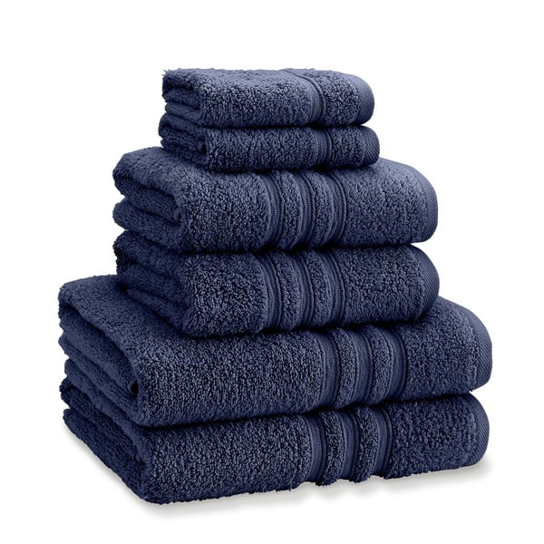 Тъмносини памучни хавлии и кърпи за баня в комплект от 6 бр. от тери Zero Twist – Catherine Lansfield