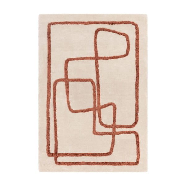Ръчно изработен вълнен килим тухлен/кремав 200x300 cm Matrix – Asiatic Carpets