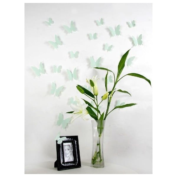 Sada 12 zelených 3D samolepek Ambiance Butterflies-image-1