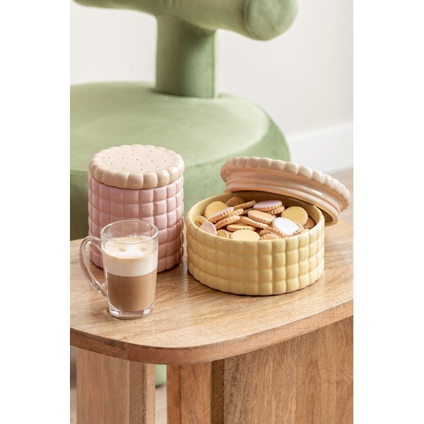 Светлорозова декоративна керамична кутия за съхранение ø 14x15 cm Biscuit Box – PT LIVING-image-2
