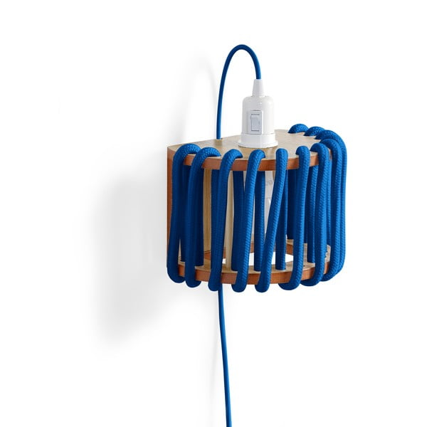Синя стенна лампа с дървена конструкция, дължина 20 cm Macaron - EMKO-image-3