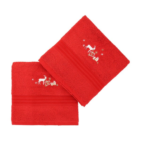 Sada 2 červených ručníků Corap, 50 x 90 cm