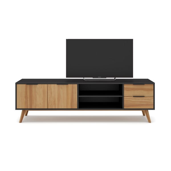 ТВ масичка от черен/натурален бор 180x53 cm Lavis - Marckeric-image-3