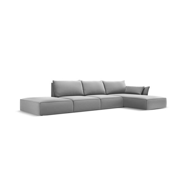 Светлосив кадифен ъглов диван (десен ъгъл) Vanda – Mazzini Sofas-image-2