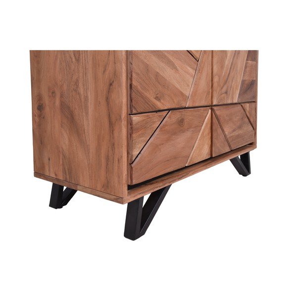 Гардероб от масивна акация в естествен цвят 90x181x40 cm Ambala – Interia Home & Living-image-4