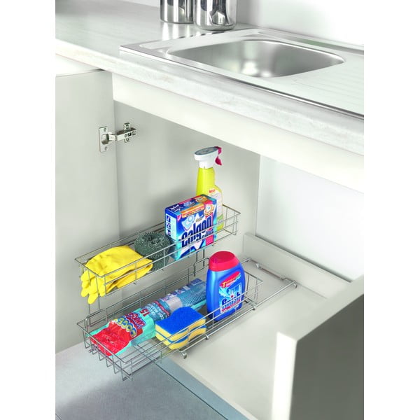 Допълнителни двуетажни рафтове за кухненски шкафове Limpio - Metaltex-image-1