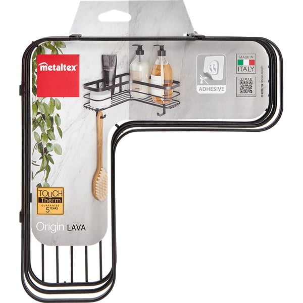 Черен стенен ъглов рафт за баня Origin - Metaltex-image-3