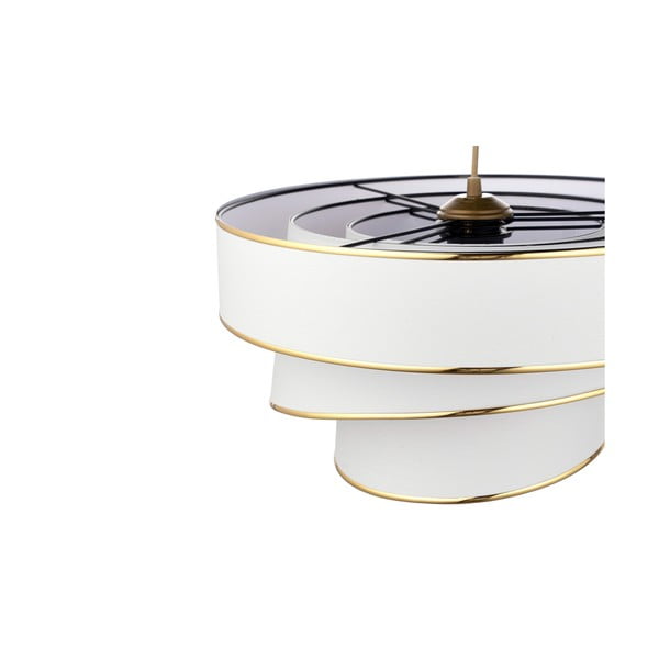 Бяло и златисто висящо осветително тяло с текстилен абажур ø 40 cm Couper – Opviq lights-image-2