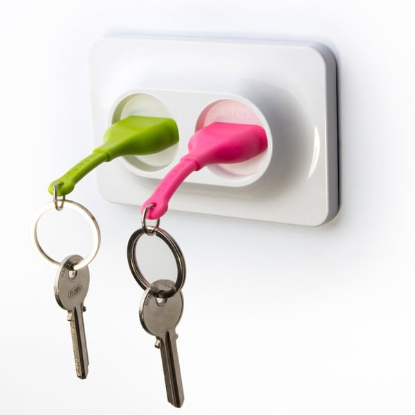 Věšák na klíče Unplug Key Ring, zelená/růžová