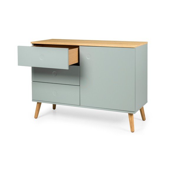 Светлозелен нисък скрин от дъб 109x79 cm Dot - Tenzo-image-3