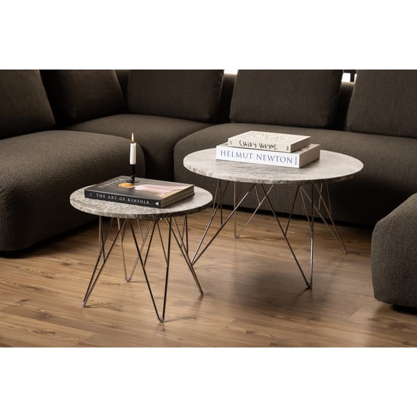 Сива мраморна кръгла масичка за кафе ø 80 cm Prunus – Actona-image-3