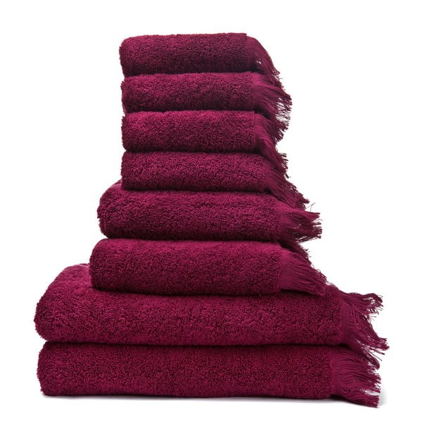 Комплект от 4 червени кърпи и 4 кърпи от чист памук Casa Di Bassi - Casa Di Bassi