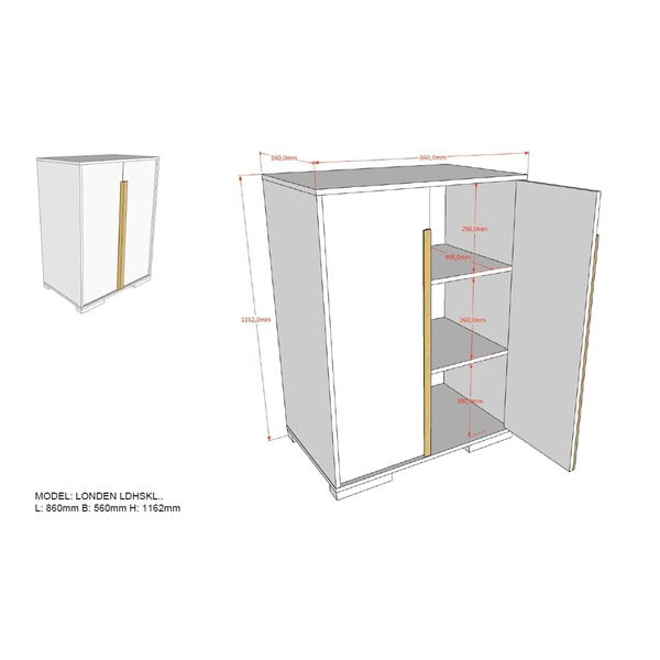 Бял детски шкаф 98x116 cm London - Vipack-image-4