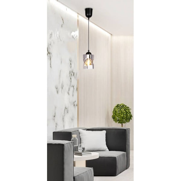 Черна висяща лампа със стъклен абажур ø 10 cm Felis - Candellux Lighting-image-4